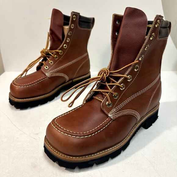 NWT VTG Knapp Boots 7" Moc Toe Steel Toe S. B. Foot Made in USA NOS 8.5 Wide EE - Picture 5 of 16